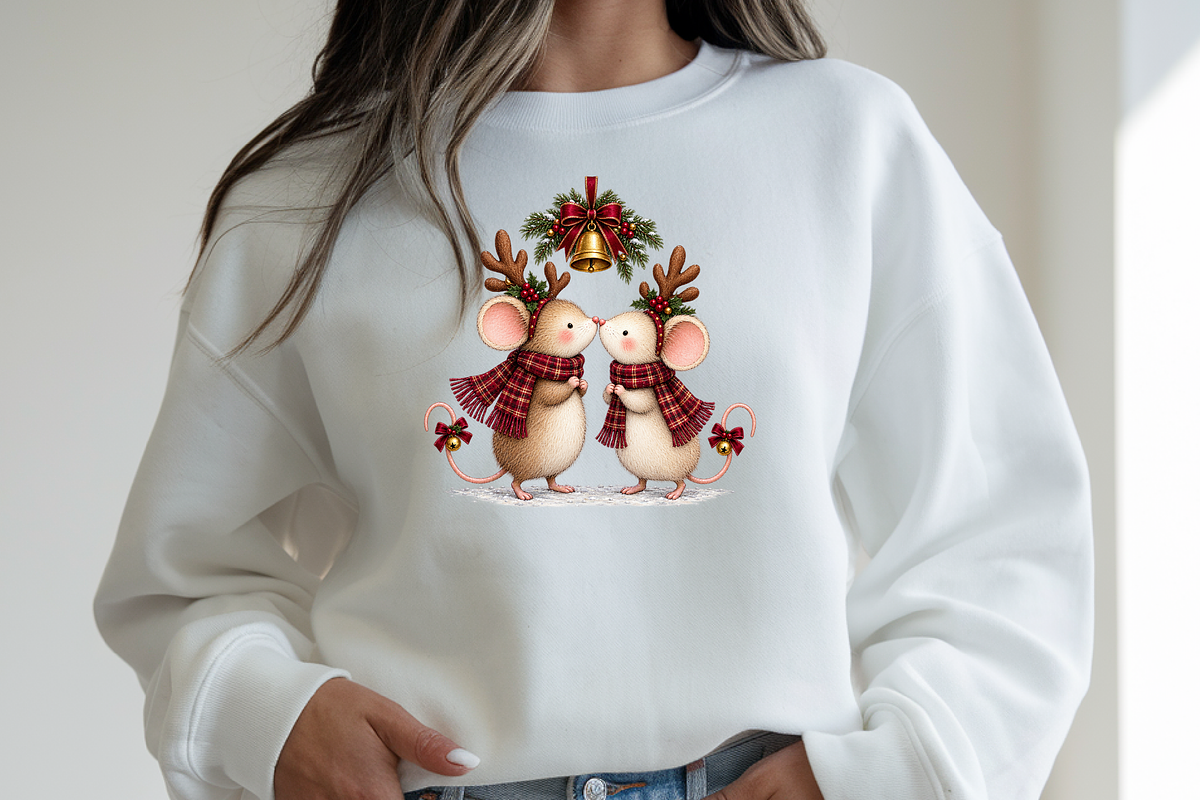 Whimsical Mice’ Christmas Kiss, a Seasonal Illustration by Printable Design Store (Photo 3 of 3)