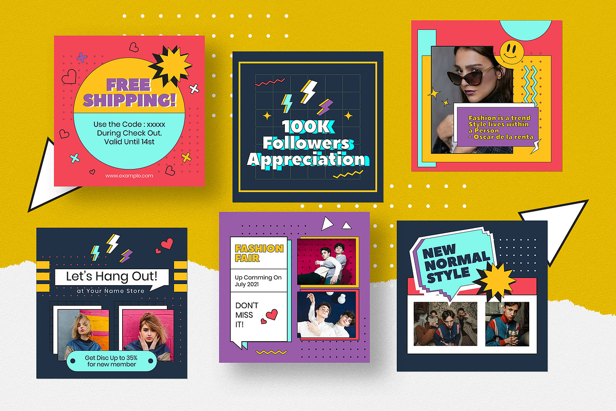90's Instagram Pack, a Social Media Template by graphicook (Photo 4 of 7)