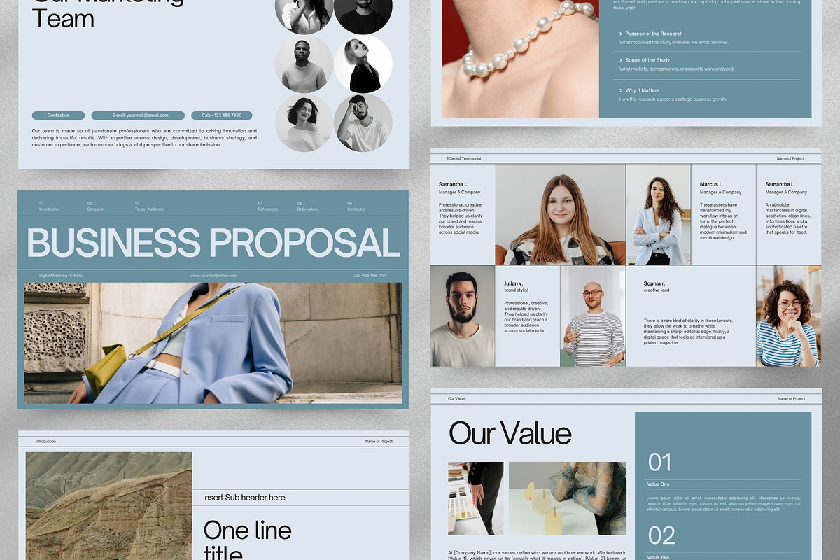 Dusty Blue Business Pitch Deck, a Presentation Template by Pani Temp. (Photo 4 of 11)