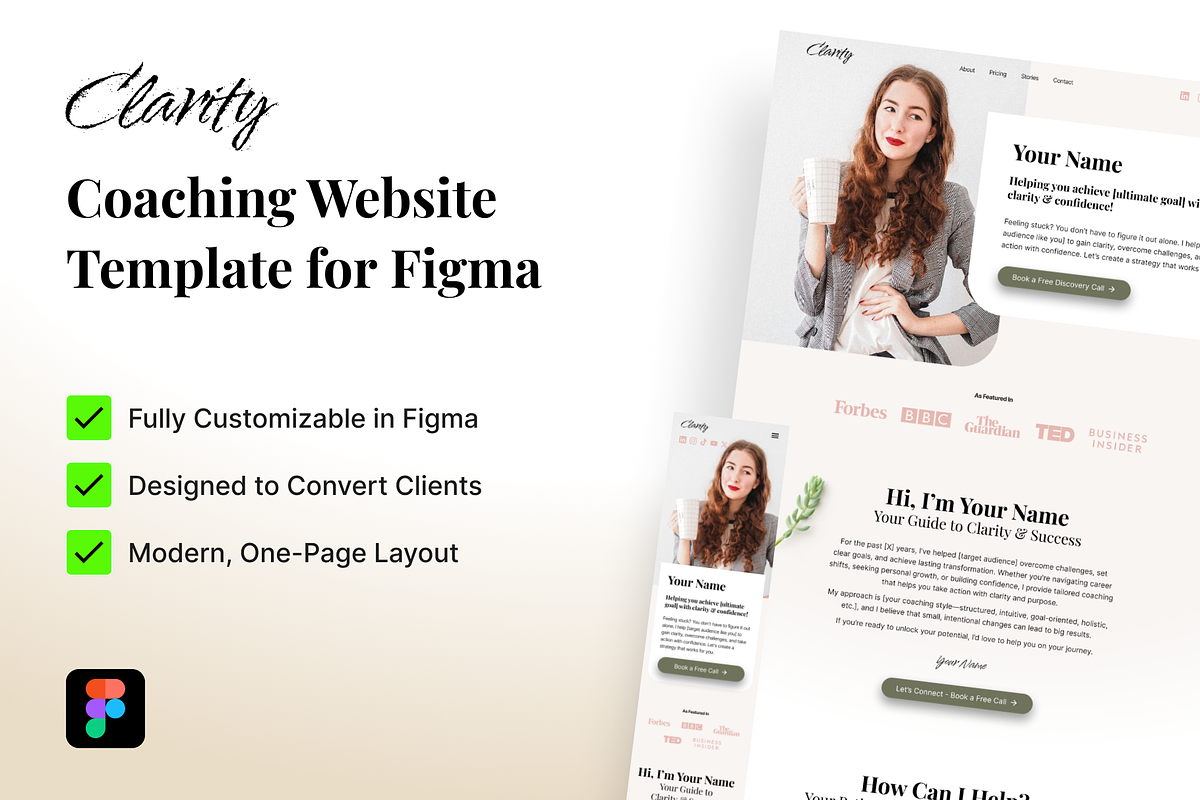 Coaching Website Template for Figma, a Landing Page Template by Sasha Lantukh (Photo 1 of 6)