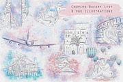 Couples travel bucket list, an Illustration by Kate Snitser (Thumbnail 1 of 7)