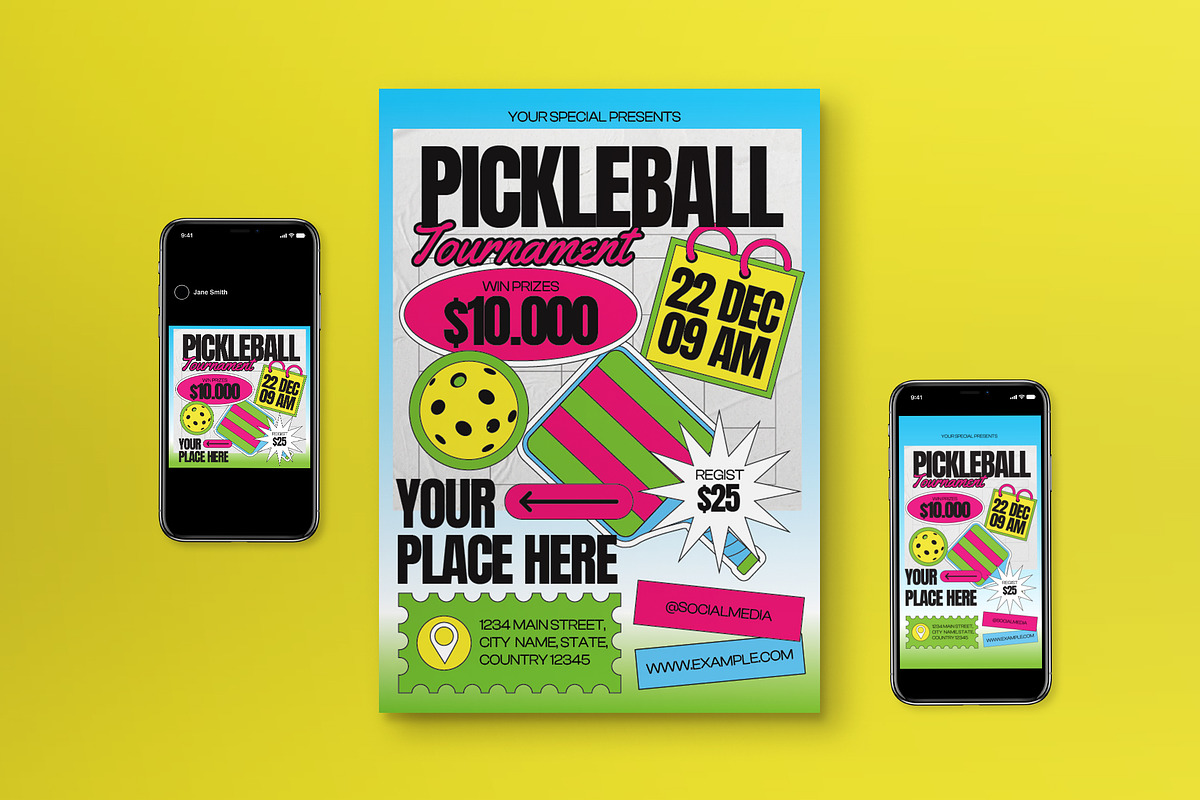 Pickleball Tournament Flyer Set, a Flyer Template by graphicook (Photo 2 of 6)