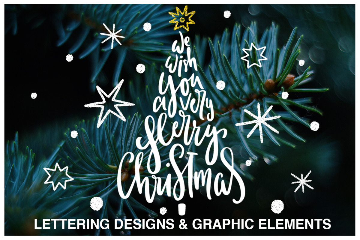 Christmas Lettering Quotes & Clipart, a Decorative Illustration by PicByKate (Photo 1 of 7)