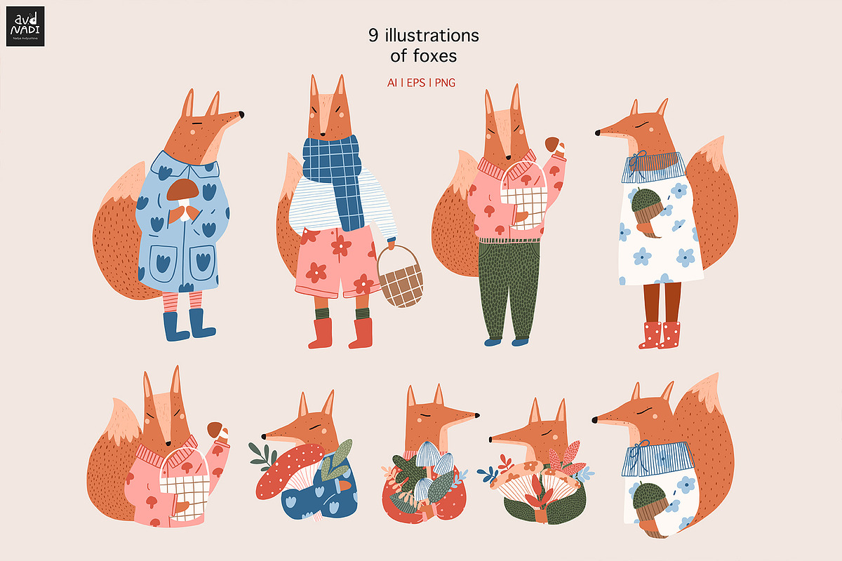 Autumn Foxes - Fall Forest clipart, an Animal Illustration by avdnadi (Photo 3 of 11)