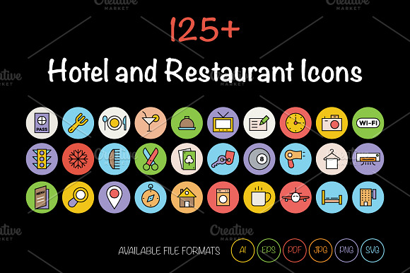 125 Hotel And Restaurant Icons
