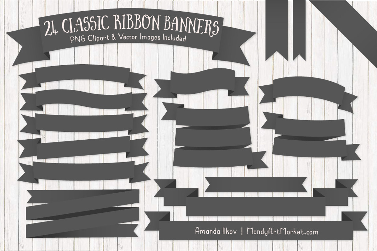 Pewter Ribbon Banner Clipart, an Illustration by Amanda Ilkov (Photo 1 of 4)