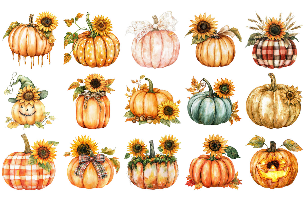 Autumn Pumpkin with Sunflower, an Illustration by Craft Nest (Photo 2 of 5)