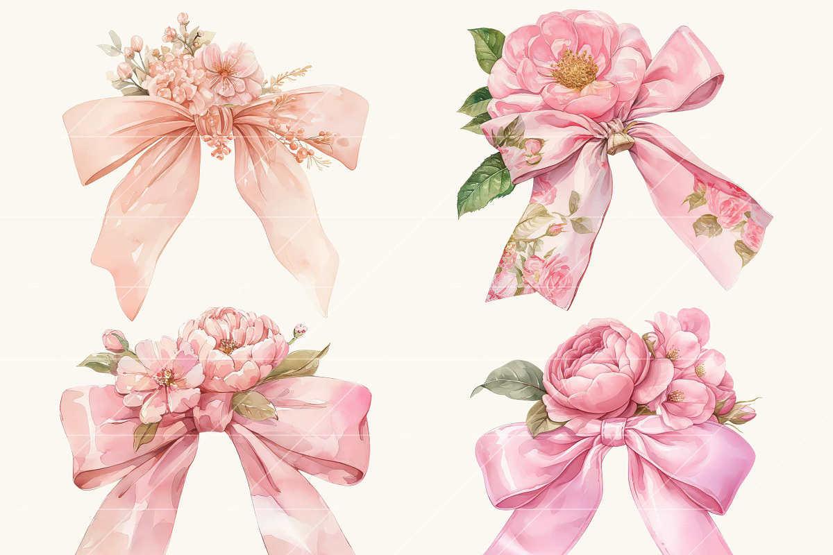 Pink Bow Coquette Clipart, a Decorative Illustration by SparkyDesignsUS (Photo 6 of 9)