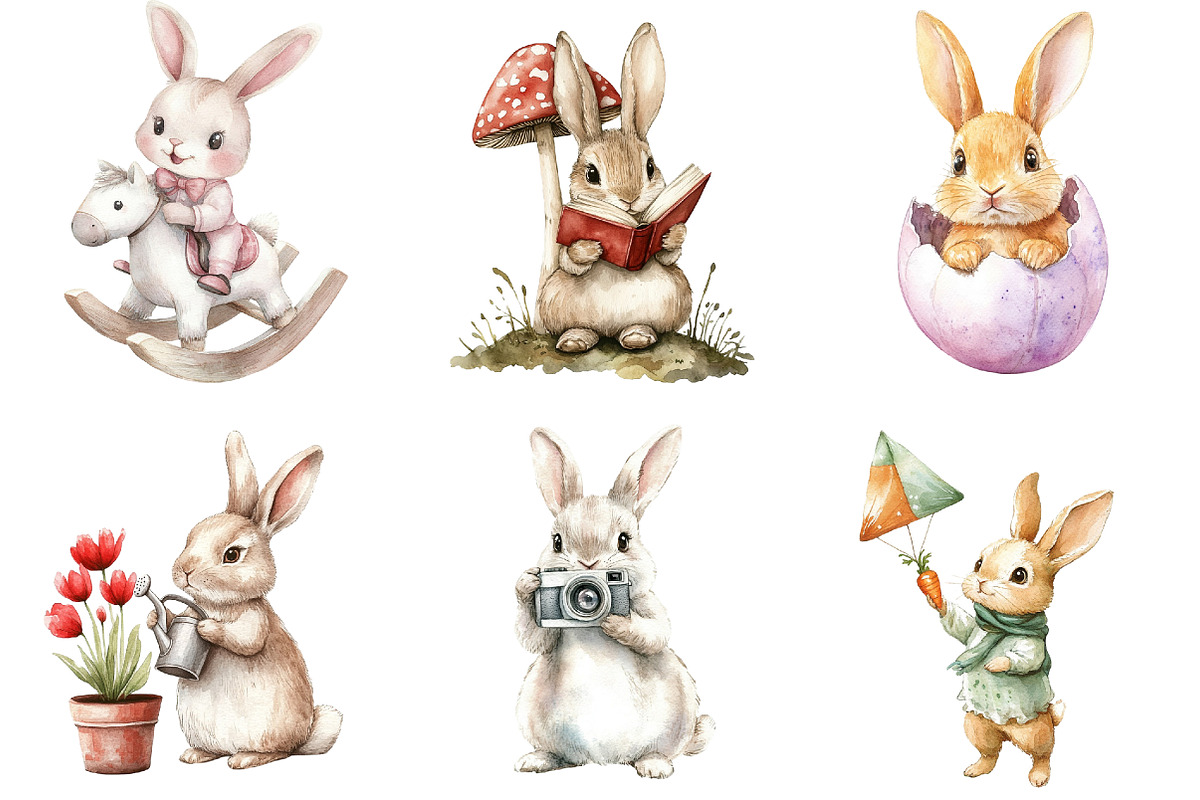 Cute Bunny Clipart Bundle, an Illustration by Pixels.Craft (Photo 3 of 7)
