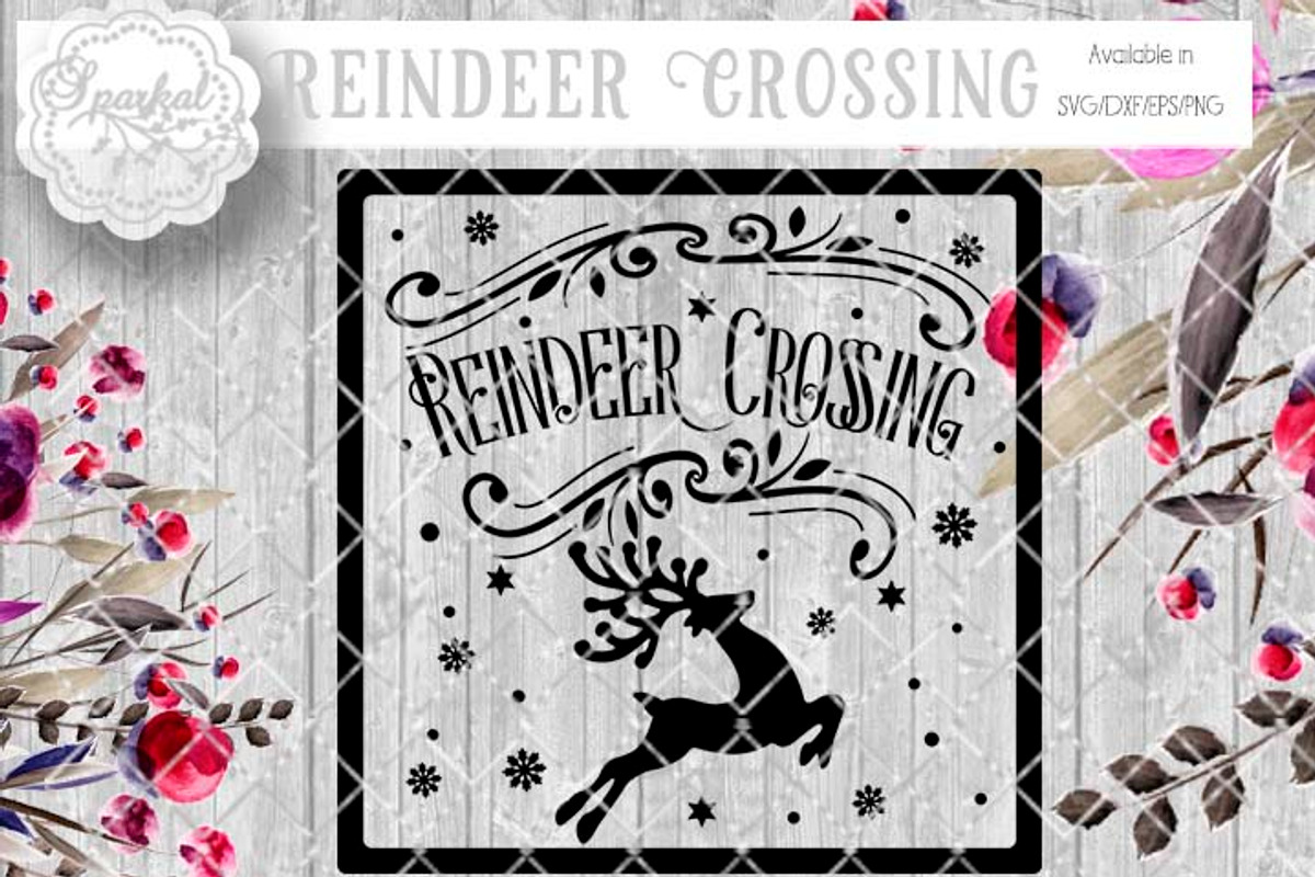 Vintage Reindeer Crossing Vector, an Illustration by SparkalDesigns (Photo 2 of 2)