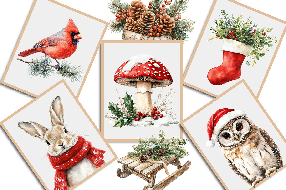 Woodland Christmas Clipart, an Illustration by Creative Art (Photo 8 of 10)