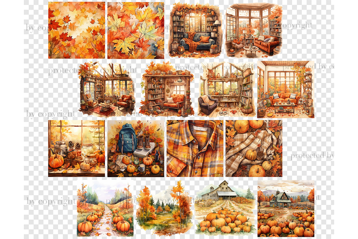 Autumn Scenes Clipart | Fall Bundle, a Seasonal Illustration by GlamArtZhanna (Photo 5 of 5)