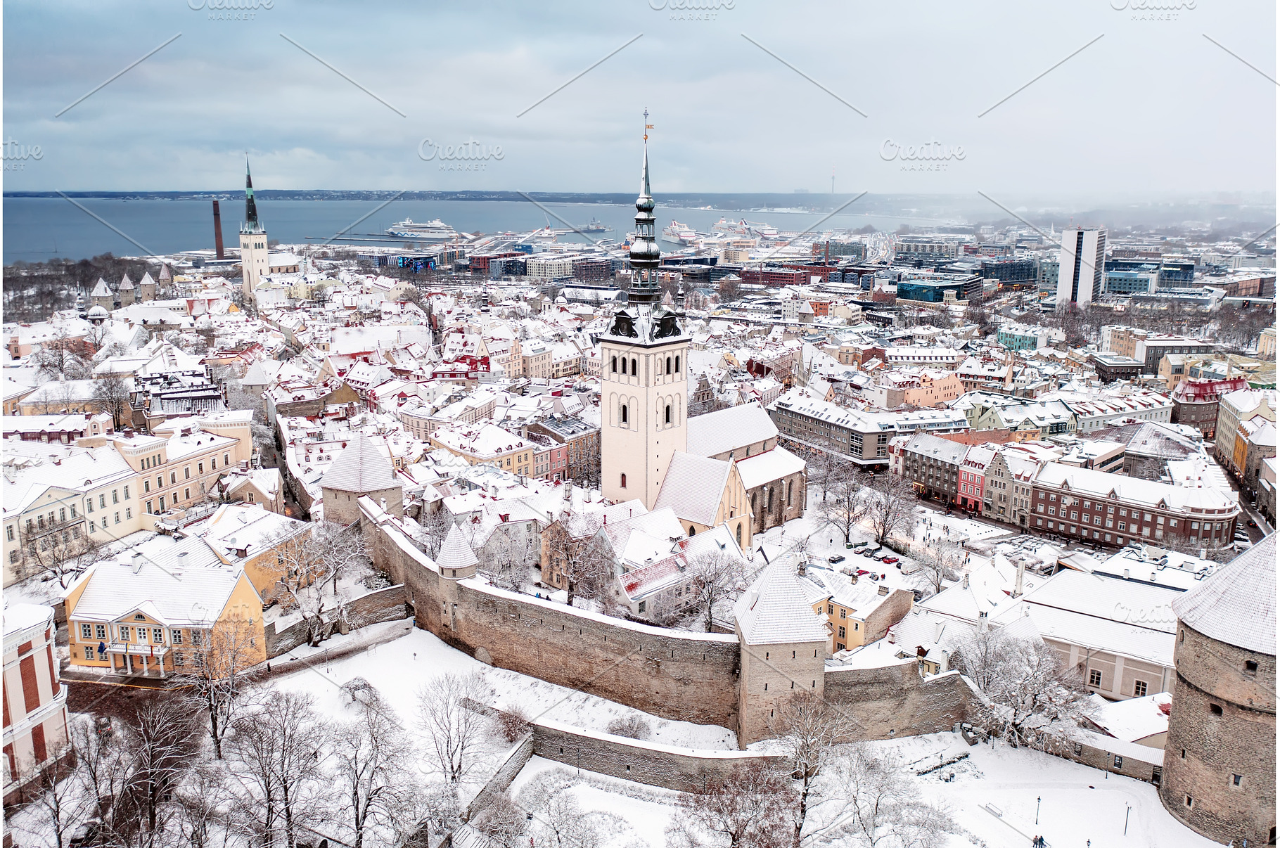 Aerial View of Tallinn in winter, an Architecture Photo by Nature and travel