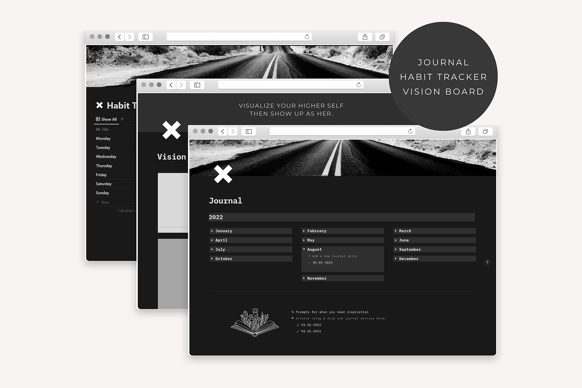 Dark Mode Notion Planner Template, a Templates & Theme by AestheticOrganizer (Photo 9 of 9)
