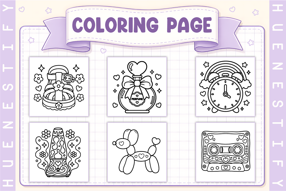 Cute & Groovy Coloring Book, a Decorative Illustration by HueNestify (Photo 3 of 4)