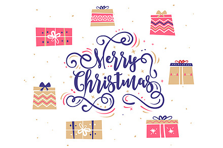 Lettering Composition with gifts