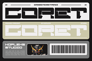 Coret - Expanded Techno Display Type, a Font by Koplexs Studio