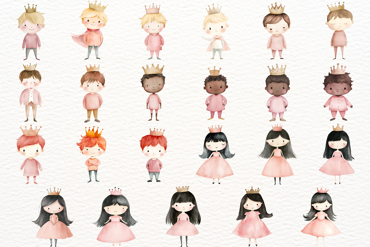 Pink Princess Watercolor Cliparts, a Person Illustration by SugarCloudStudioArt (Photo 5 of 5)