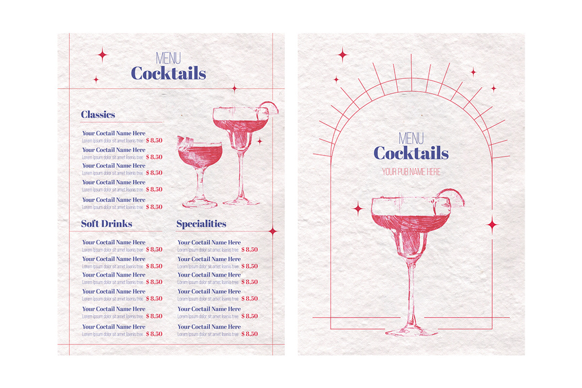 Minimal Illustration Cocktail Menu, a Print Template by McLittle Stock (Photo 2 of 2)