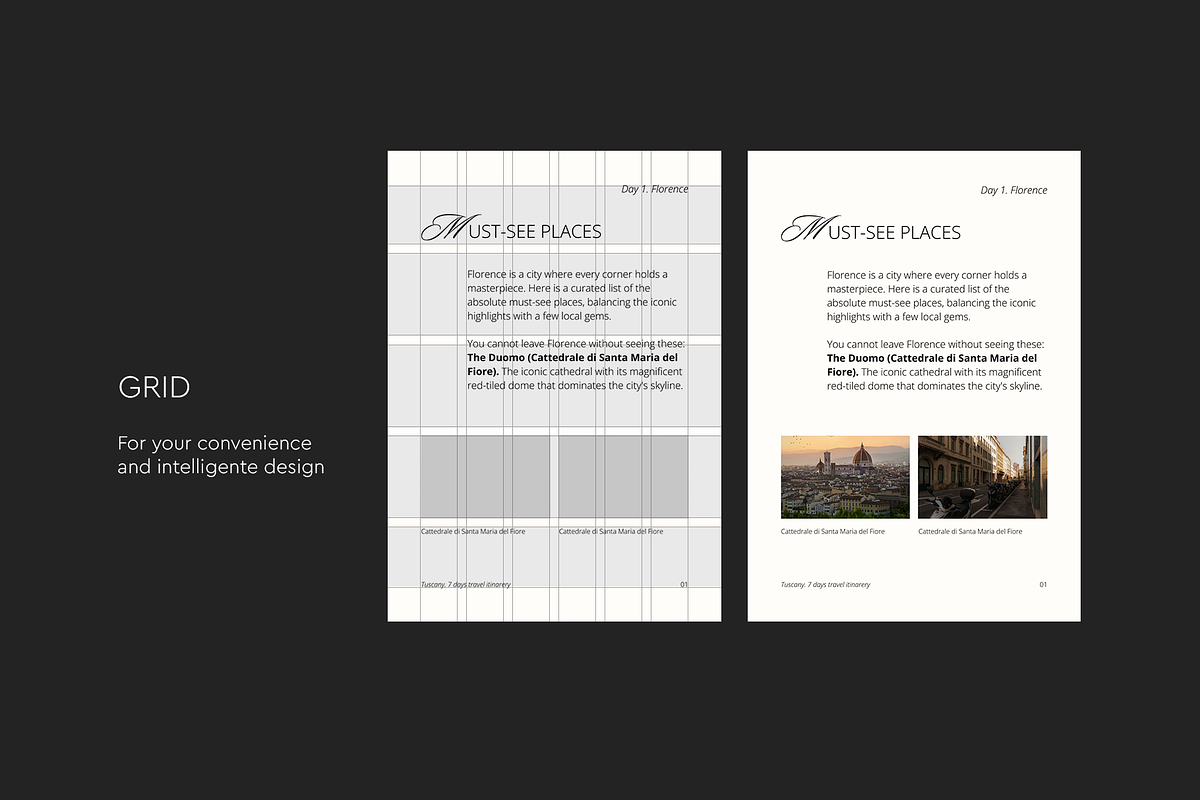 Tuscany Travel guide template. Canva preview 6