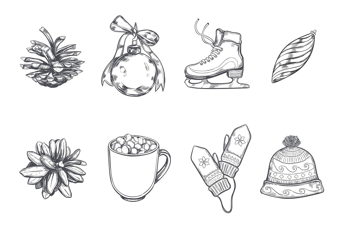 Big Christmas Holiday doodle set, a Seasonal Illustration by Wild Muse (Photo 8 of 10)