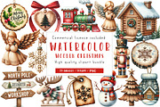 Wooden Christmas Clipart, an Illustration by CreationArt (Thumbnail 1 of 5)