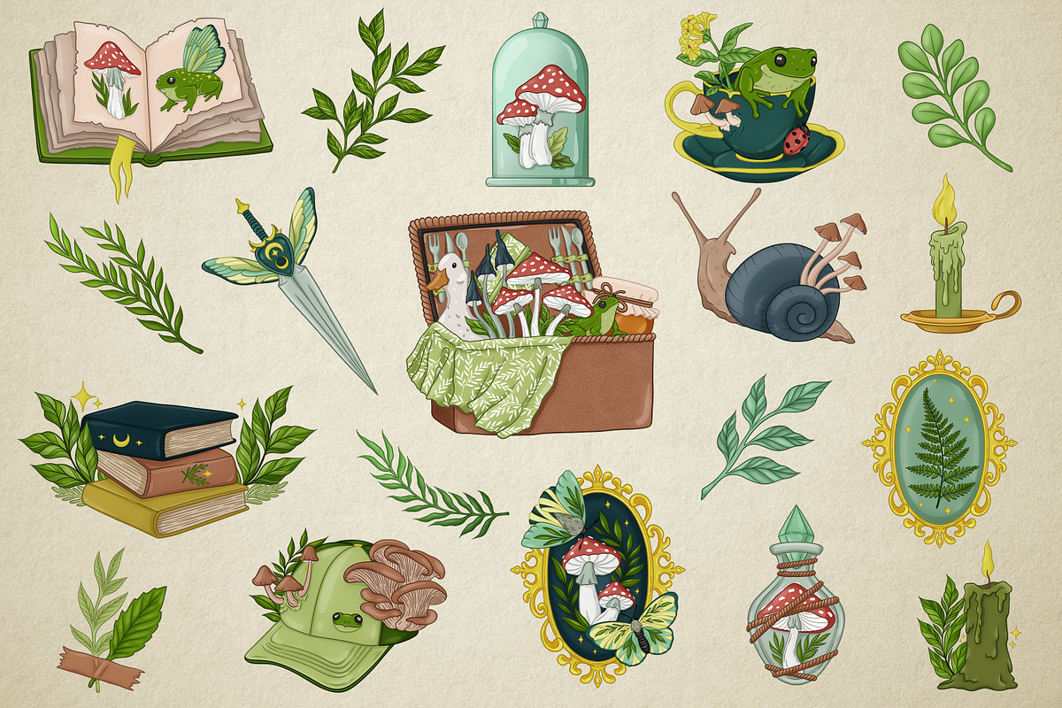 Goblincore, Cottegecore, Green witch, a Seasonal Illustration by SecondOfJuly (Photo 2 of 5)