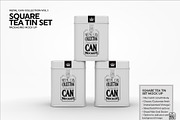 Square Tea Tin Set Packaging Mockup, a Cups & Container Mockup by INCDesign (Thumbnail 2 of 6)