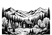 50 Forest Cabin Landscape Silhouette, an Empty State Illustration by Amazin_art (Thumbnail 18 of 38)