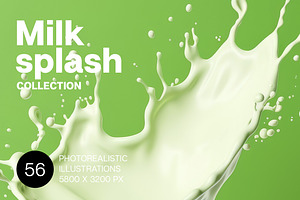 Milk Splash. 56 images, a Background Graphic by Handmadefont
