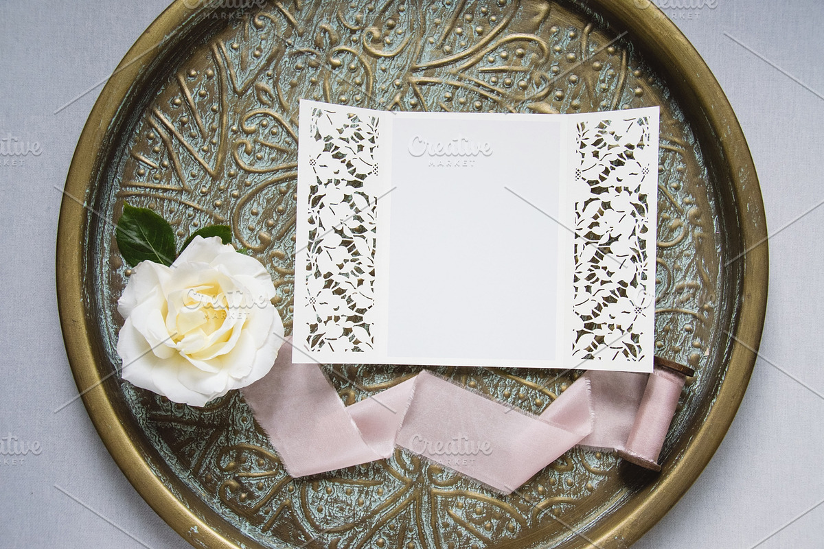 Laser Cut Wrap Invitation Mockup PSD, a Print Template by savvy graphics & stock