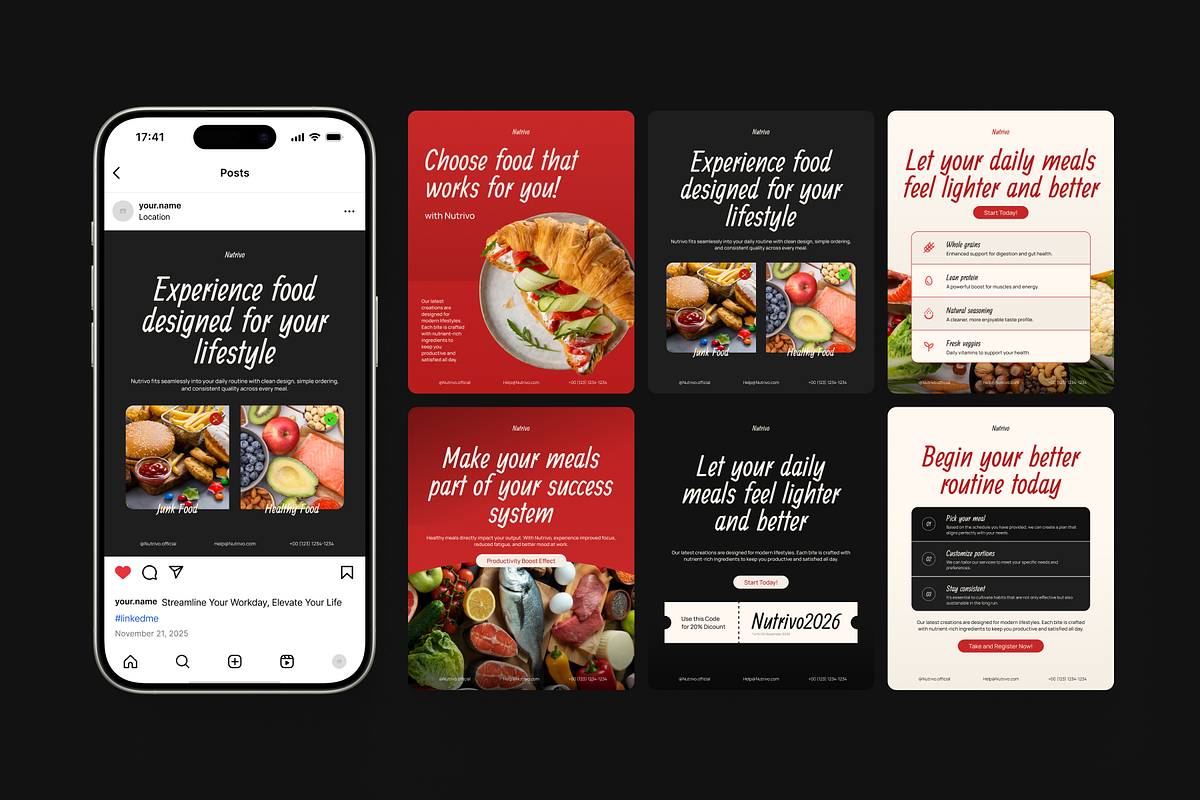 Nutrivo-Food & Beverage Social Media, a Social Media Template by SLAB! Design (Photo 2 of 8)