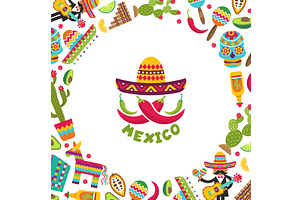 Mexico. round background with, an Object Illustration by Onyx