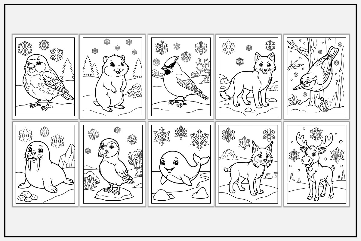 Winter Animals Coloring Pages, an Animal Illustration by Lamia Emad (Photo 2 of 5)