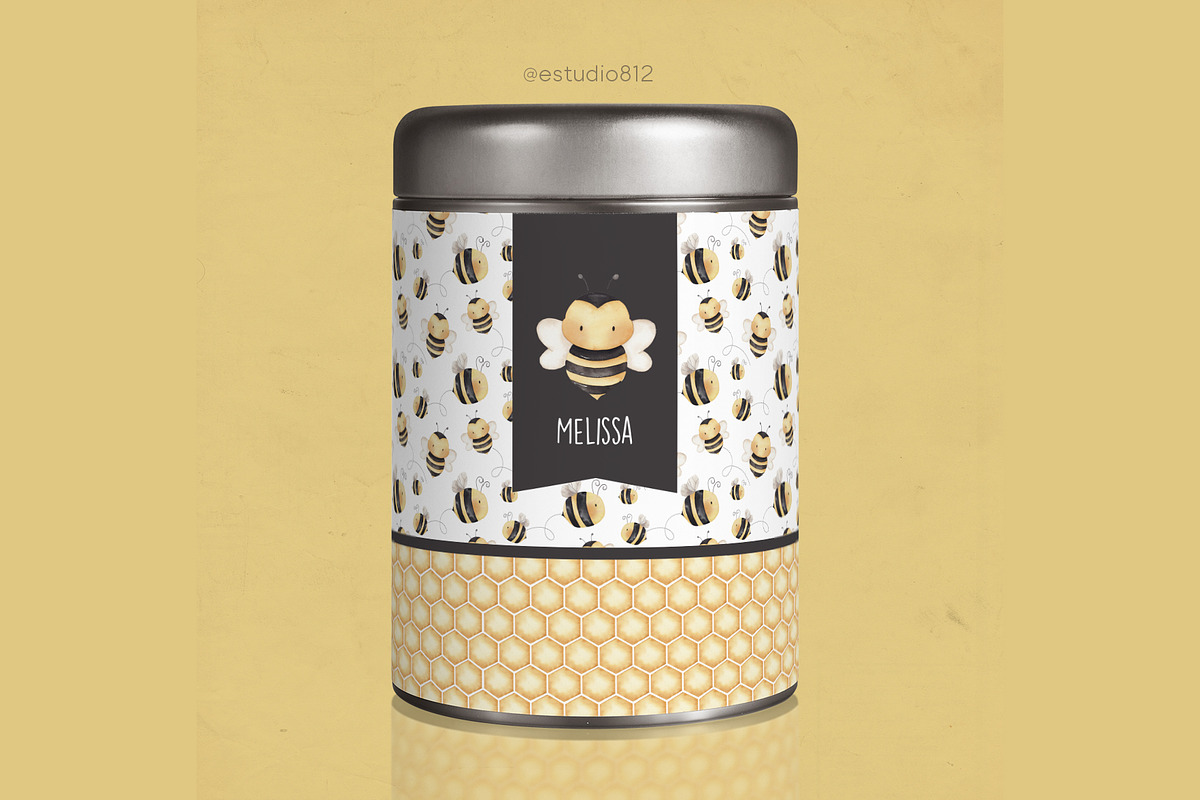 Bear and Bees watercolor clipart, an Animal Illustration by Estudio 812 (Photo 7 of 7)