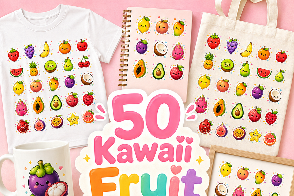 Kawaii Fruit PNG clipart, a Decorative Illustration by HeavensStar (Photo 1 of 8)
