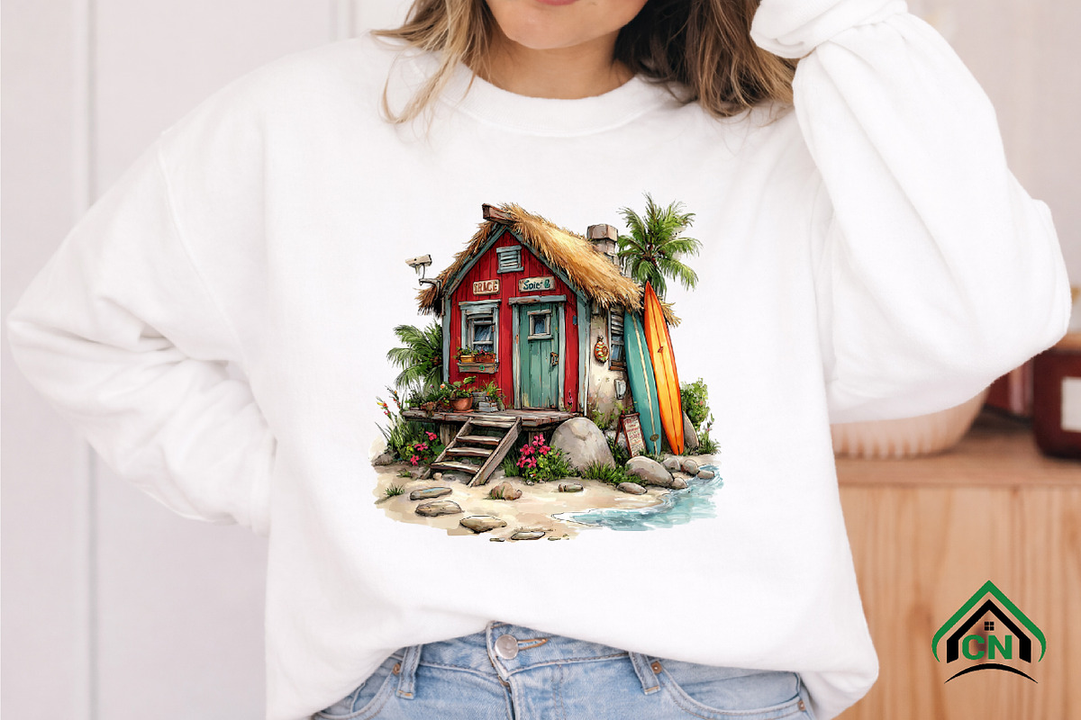 Whimsical Summer Beach Hut Clipart, an Illustration by Craft Nest (Photo 8 of 12)