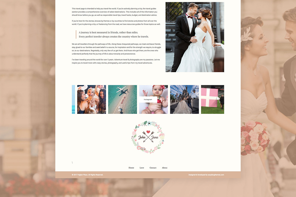 Bliss - Wedding WordPress Blog Theme, a WordPress Template by EasyBlog Themes (Photo 3 of 5)