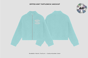 Zipped knit turtle neck mockup