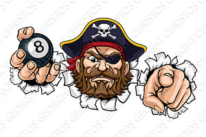 Pirate Billiards Pool 8 Black Ball, an Illustration by Christos Georghiou