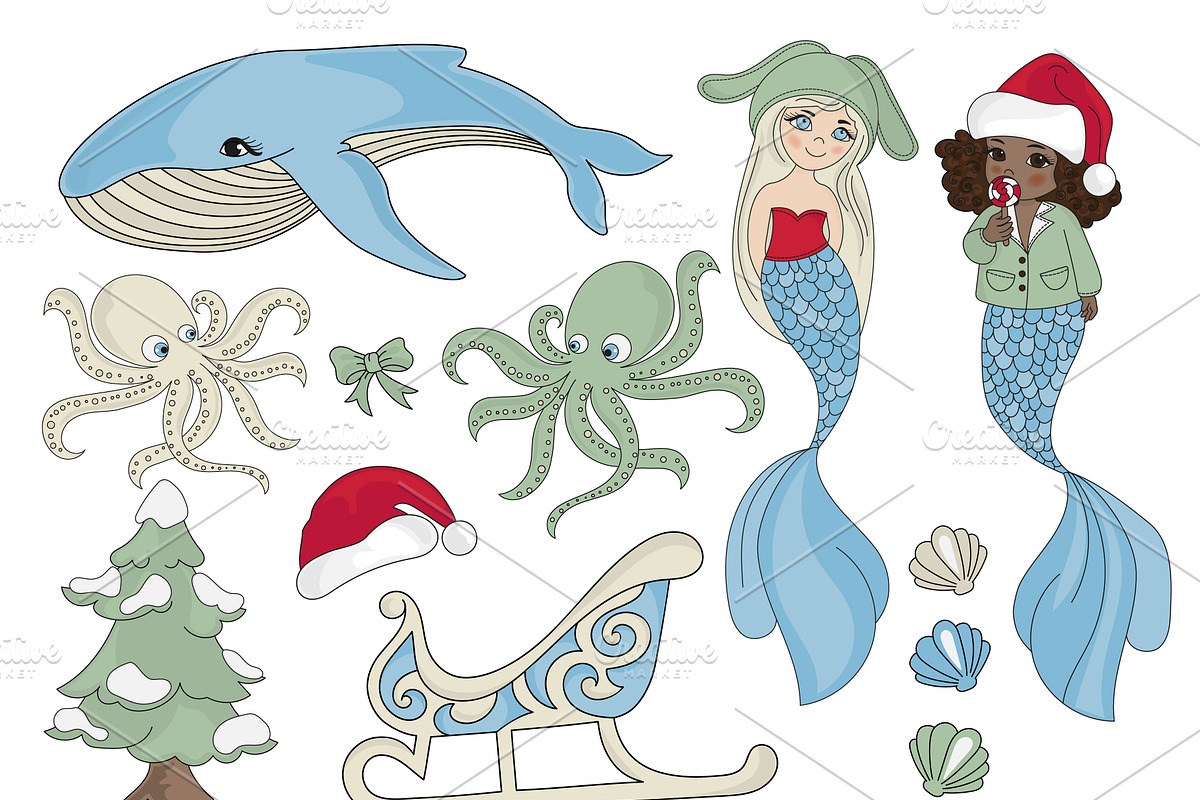 CHRISTMAS MERMAID, a Decorative Illustration by FARAWAYKINGDOM (Photo 12 of 14)