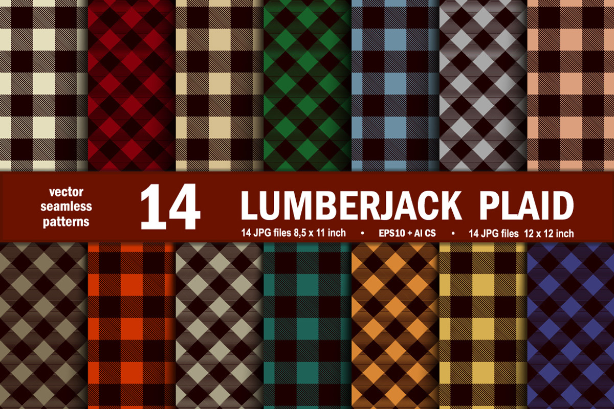 Lumberjack Tartan Seamless Patterns, a Pattern Graphic by Vectorchoice