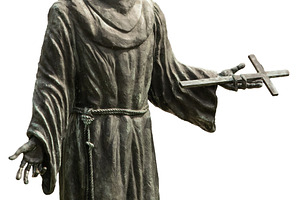 Saint holding cross isolated sculpture photo, a Person Photo by DanFLCreativo