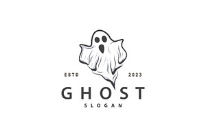 Spooky Ghost Logo Simple Halloween, a Branding & Logo Template by Maylianaw28