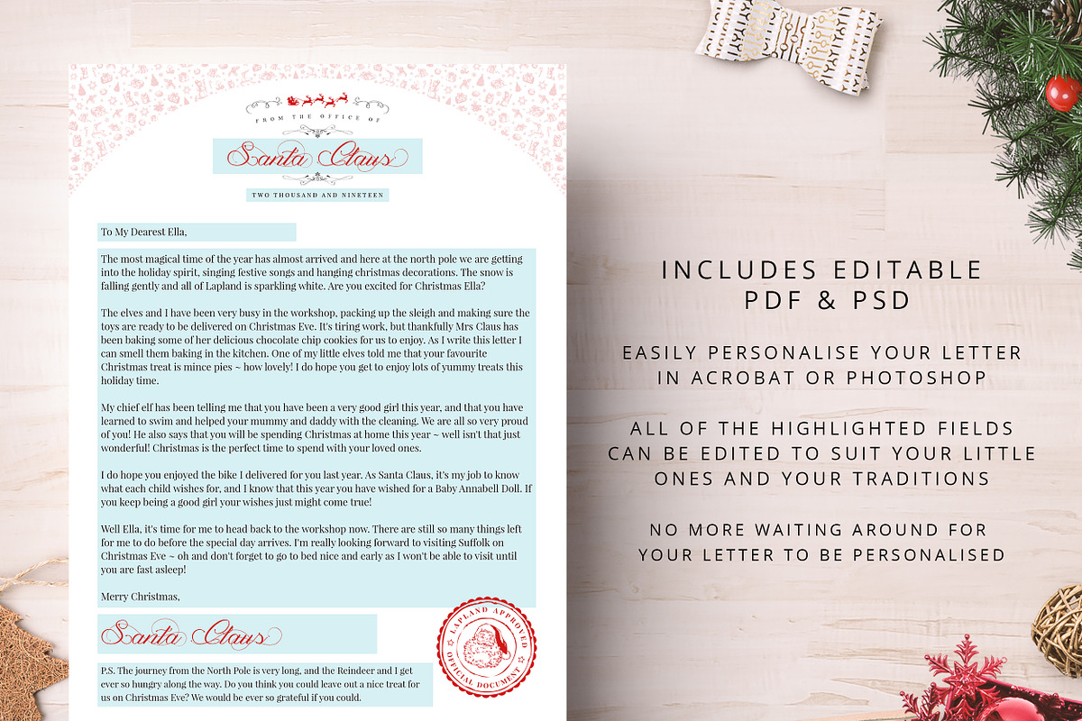 Editable Letter From Santa PDF PSD, a Stationery Template by Studio Sirona (Photo 2 of 2)