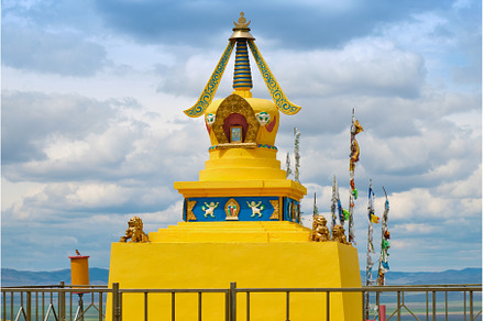 Buddhist stupa on a hill near the