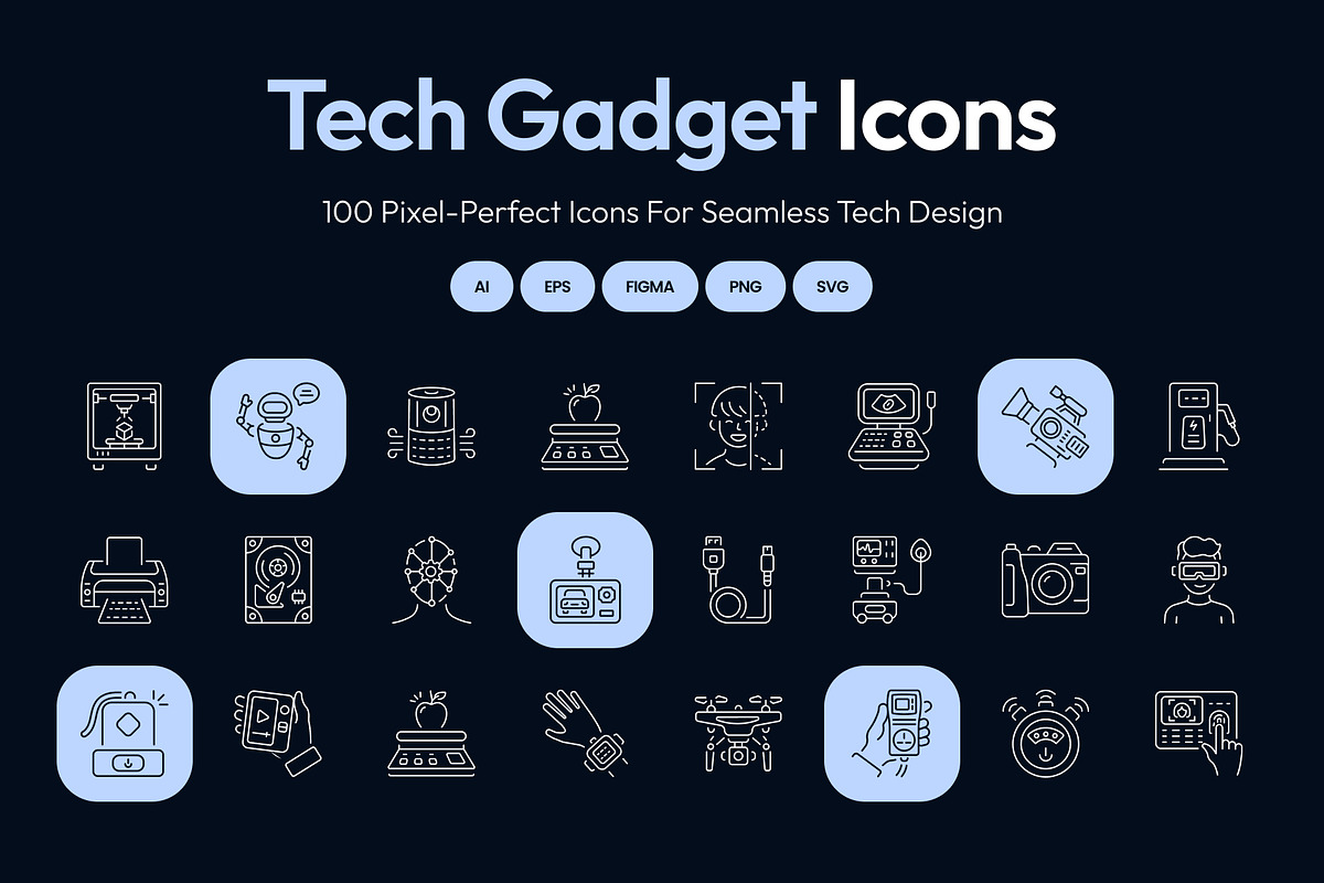 Tech Gadget Icon Set, an Outline Icon by Prosymbols (Photo 1 of 8)