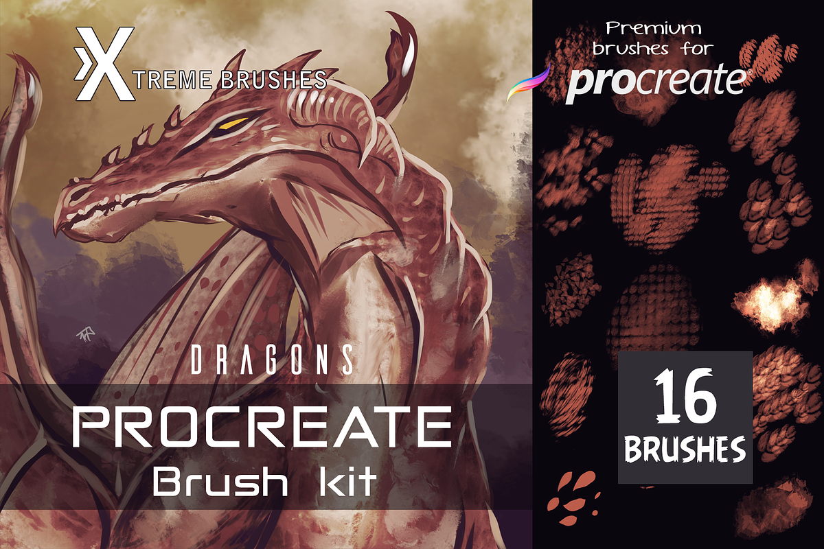 Procreate Dragon Brush Kit, a Brush Add-On by Extreme Brushes (Photo 1 of 3)