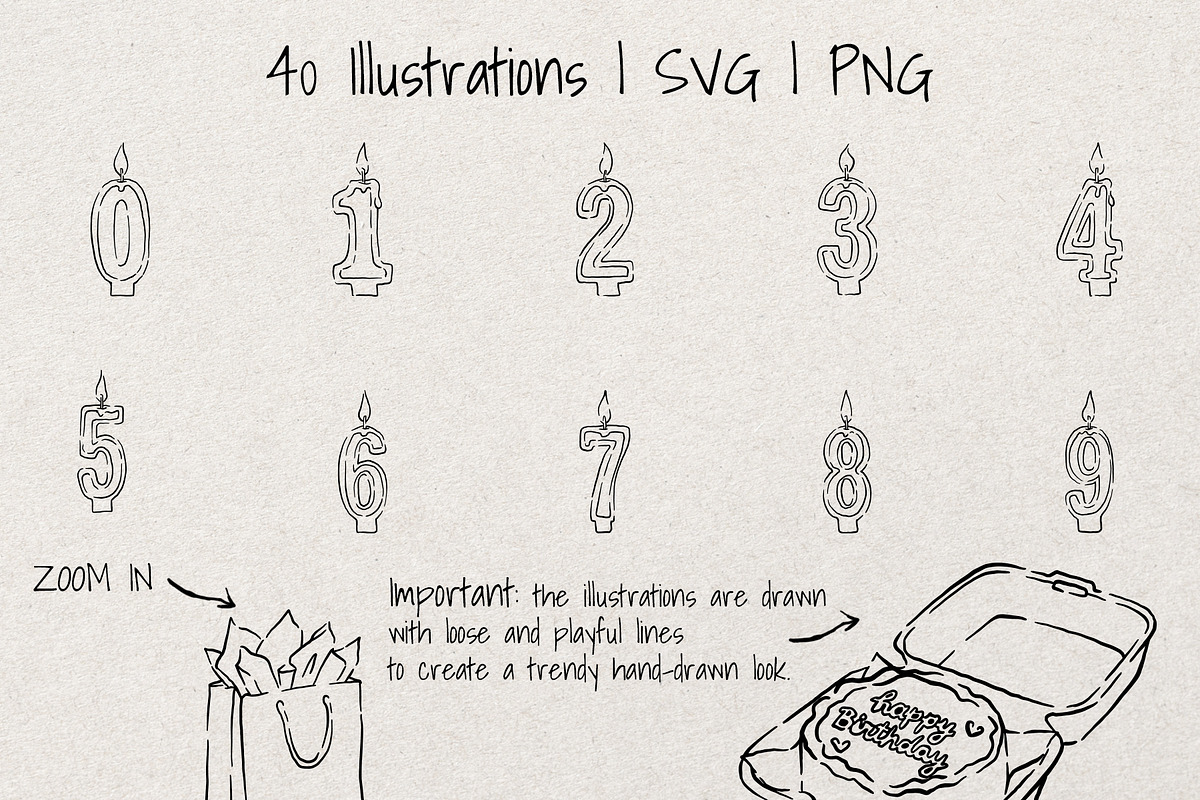 Birthday | Whimsical Sketch Bundle, a Decorative Illustration by Artalia (Photo 4 of 5)