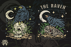 The Raven Skull With Vintage Style